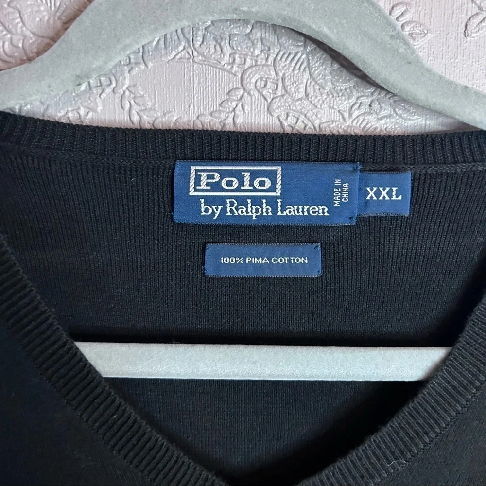 Polo Ralph Lauren V neck sweater XXL black light weight cotton great condition